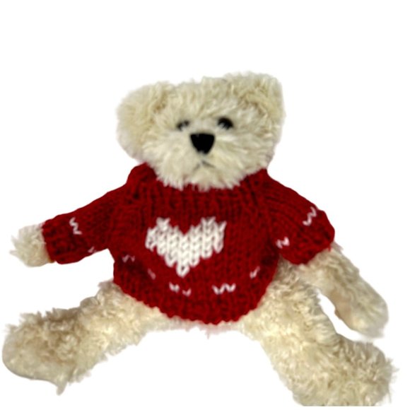 Playful Plush Cream Colored Teddy Bears with Knit Sweaters - Picture 3 of 7